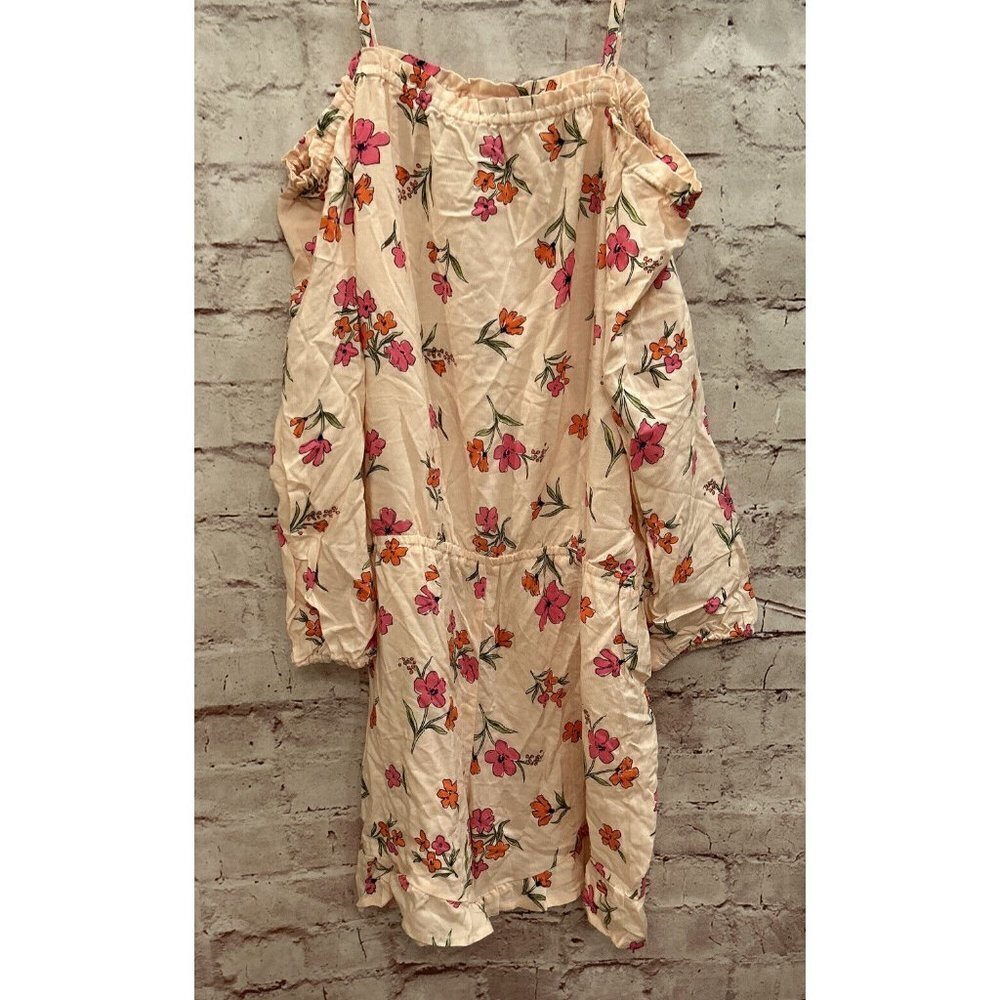 The CHILDRENS PLACE Girls Off The Shoulder Romper Peach Pink Floral Size 16 NEW